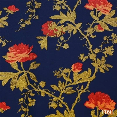 Tessuto classico per abiti jacquard floreale – F091 Blazer in tessuto blu navy