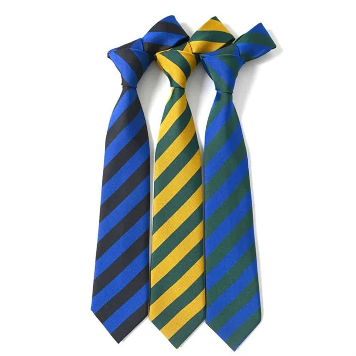 YiLi Recycled Necktie Green And Gold Stripes Bulk Customizable
